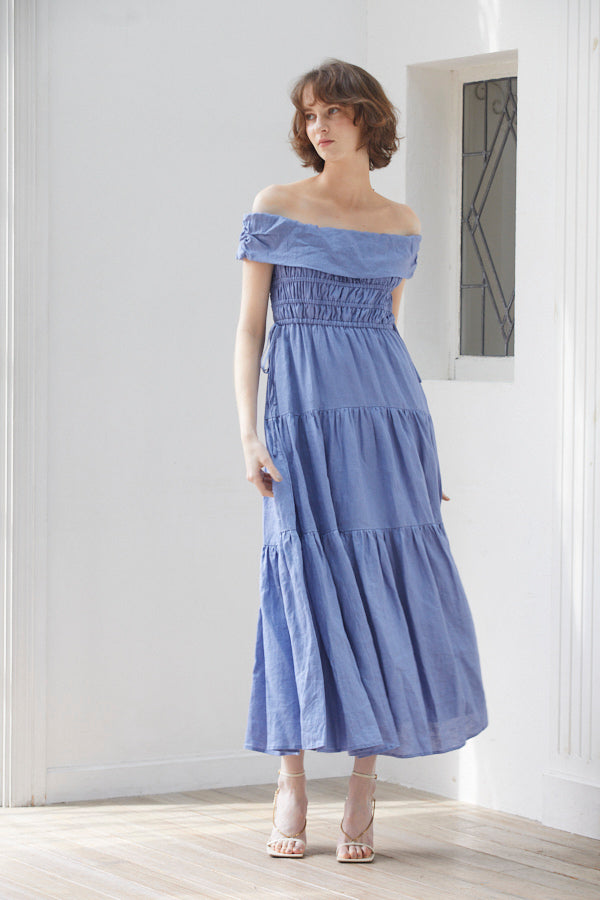 Luna Linen Dress <br> -BLU-