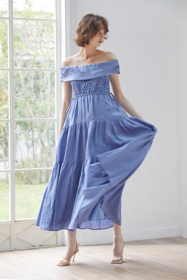 Luna Linen Dress <br> -BLU-