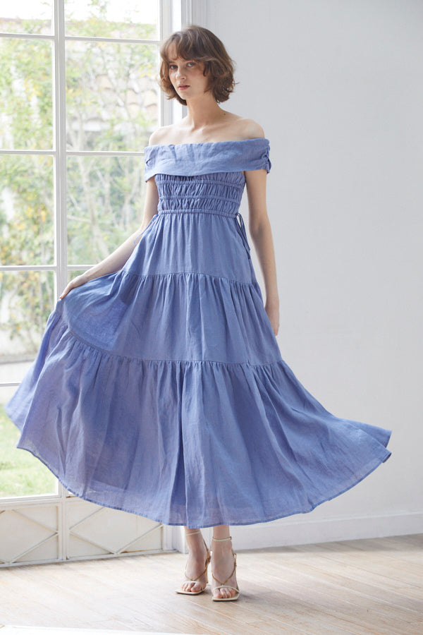 Luna Linen Dress <br> -BLU-