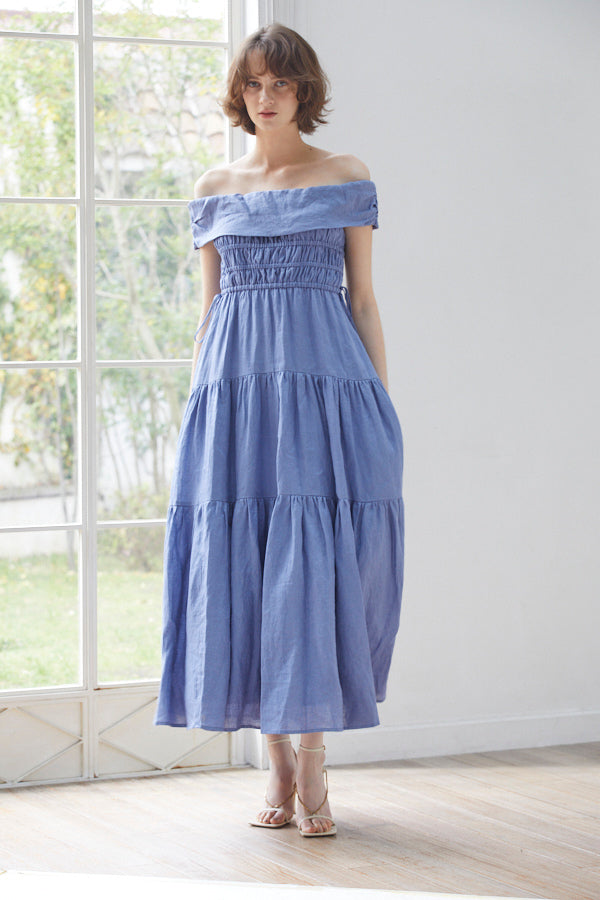 Luna Linen Dress <br> -BLU-