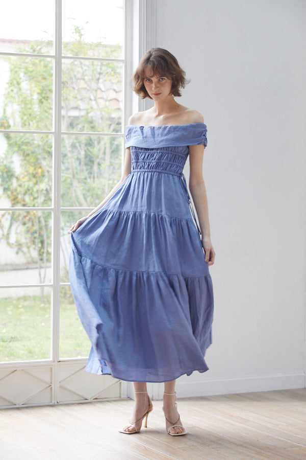 Luna Linen Dress <br> -BLU-