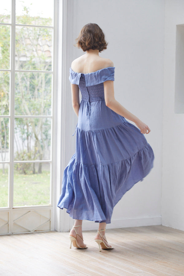 Luna Linen Dress <br> -BLU-