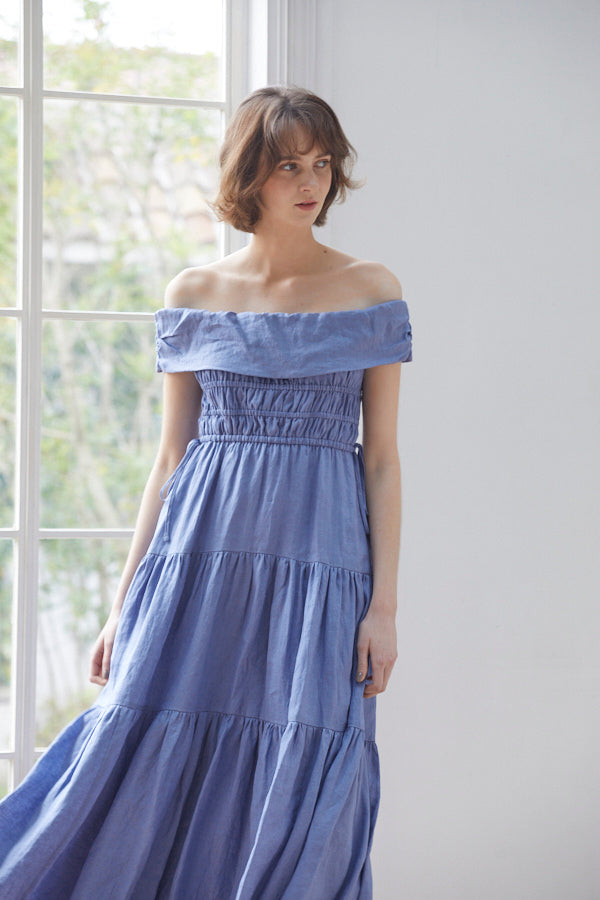 Luna Linen Dress <br> -BLU-