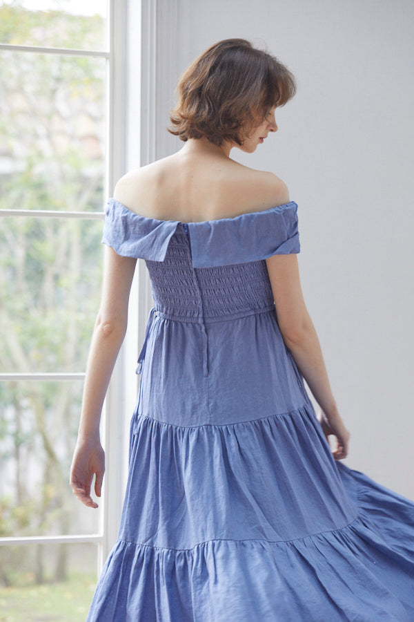 Luna Linen Dress <br> -BLU-