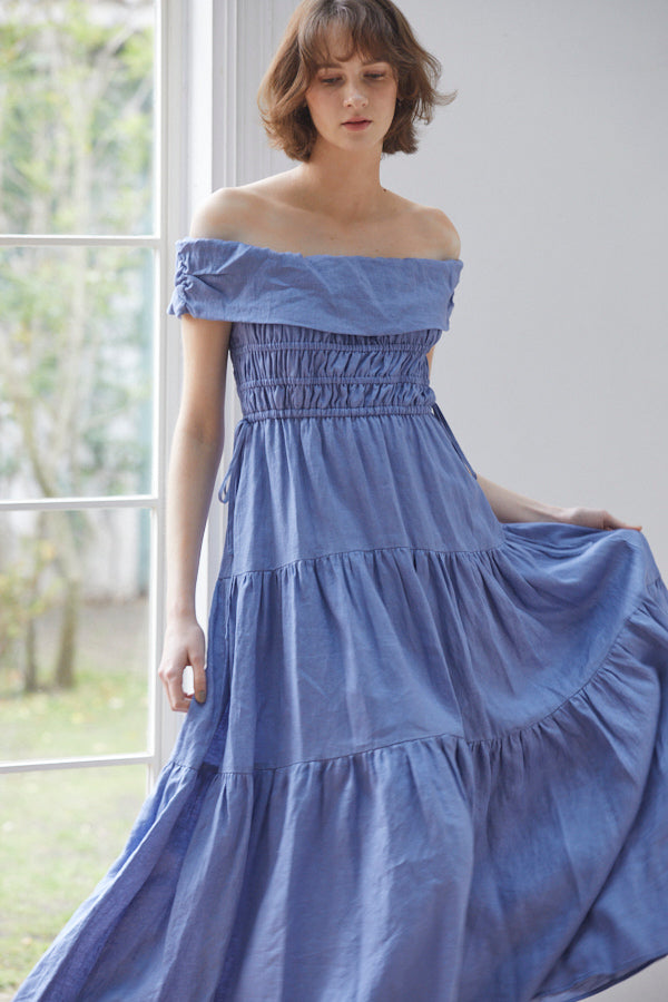 Luna Linen Dress <br> -BLU-