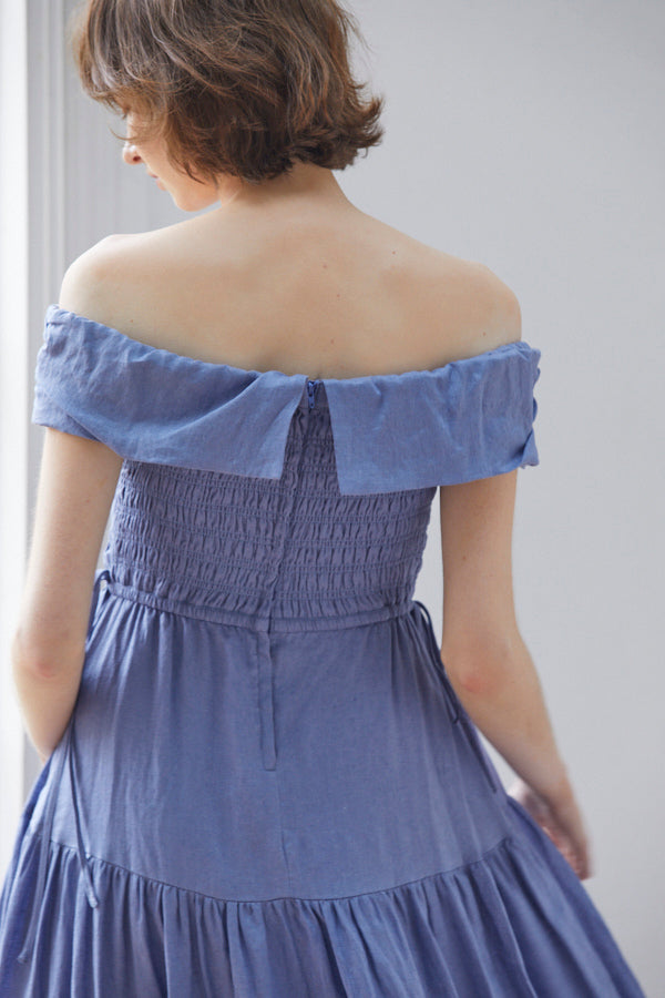 Luna Linen Dress <br> -BLU-