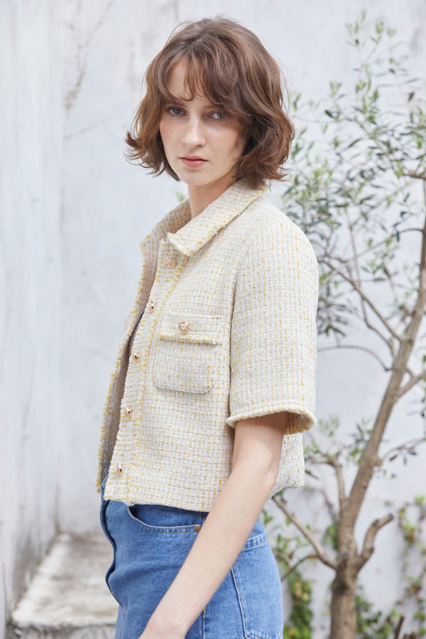 Caroline Tweed Jacket <br> -YEL-