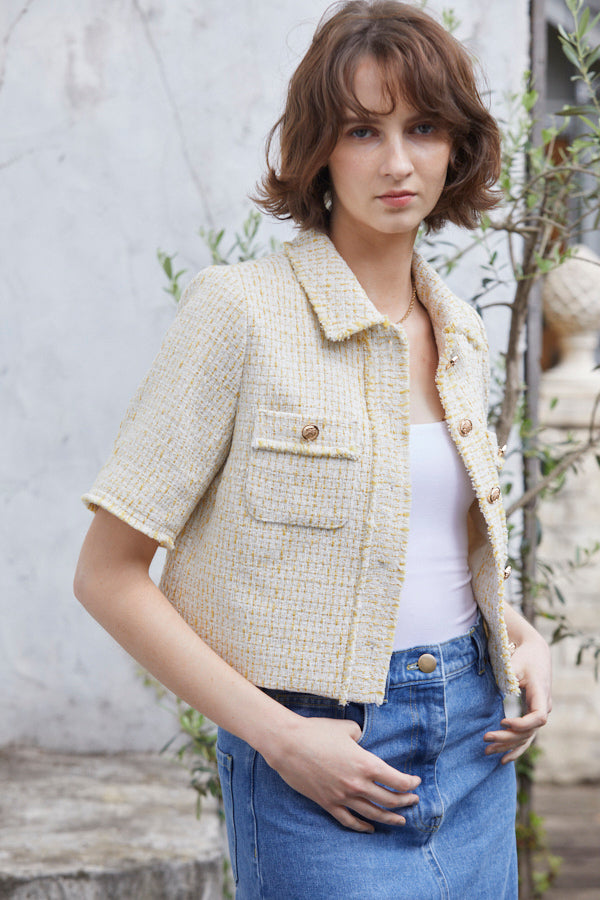 Caroline Tweed Jacket <br> -YEL-