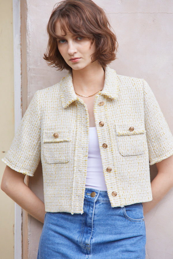 Caroline Tweed Jacket <br> -YEL-