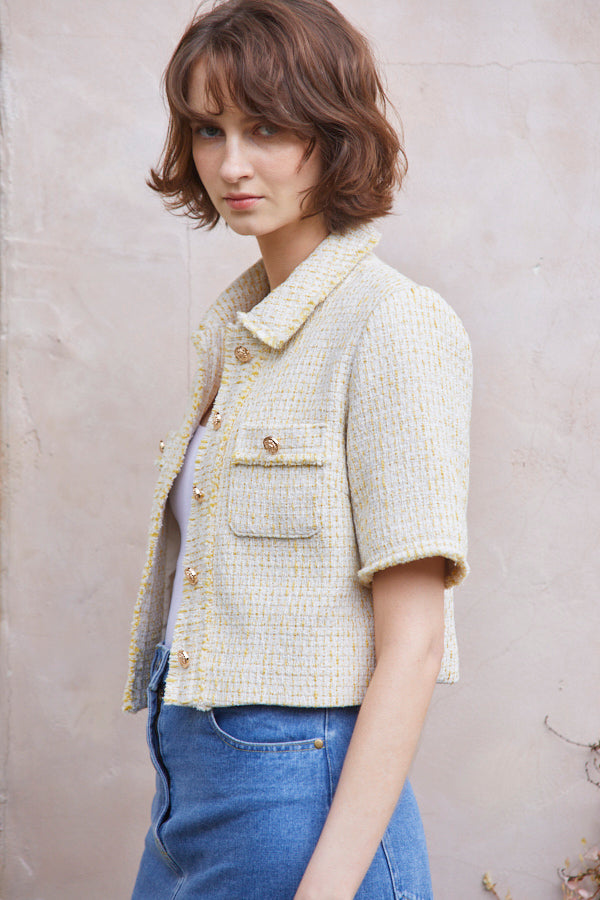 Caroline Tweed Jacket <br> -YEL-