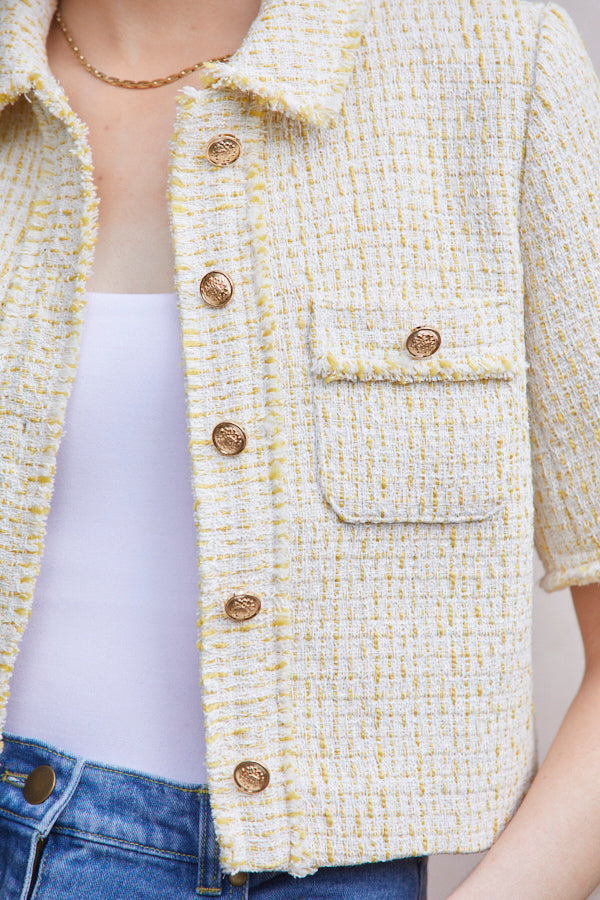 Caroline Tweed Jacket <br> -YEL-