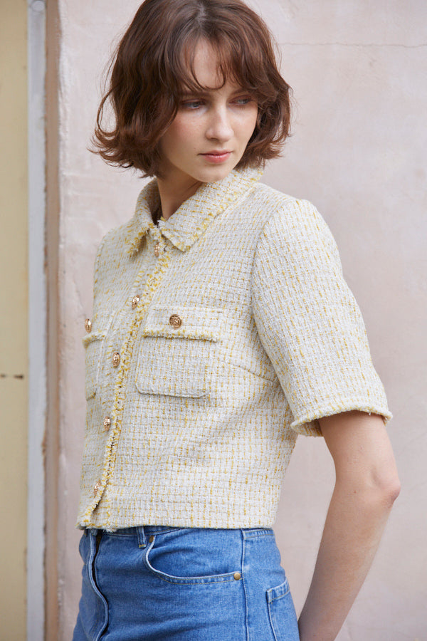 Caroline Tweed Jacket <br> -YEL-