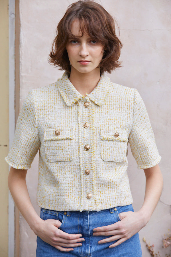 Caroline Tweed Jacket <br> -YEL-