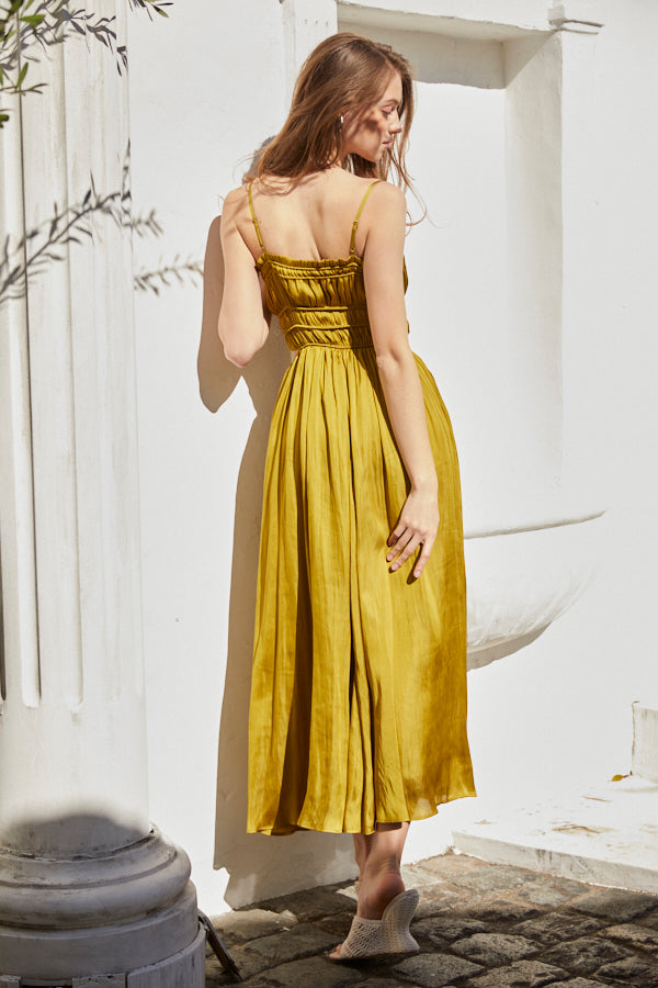 Julia Satin Long Dress <br> -Canola-