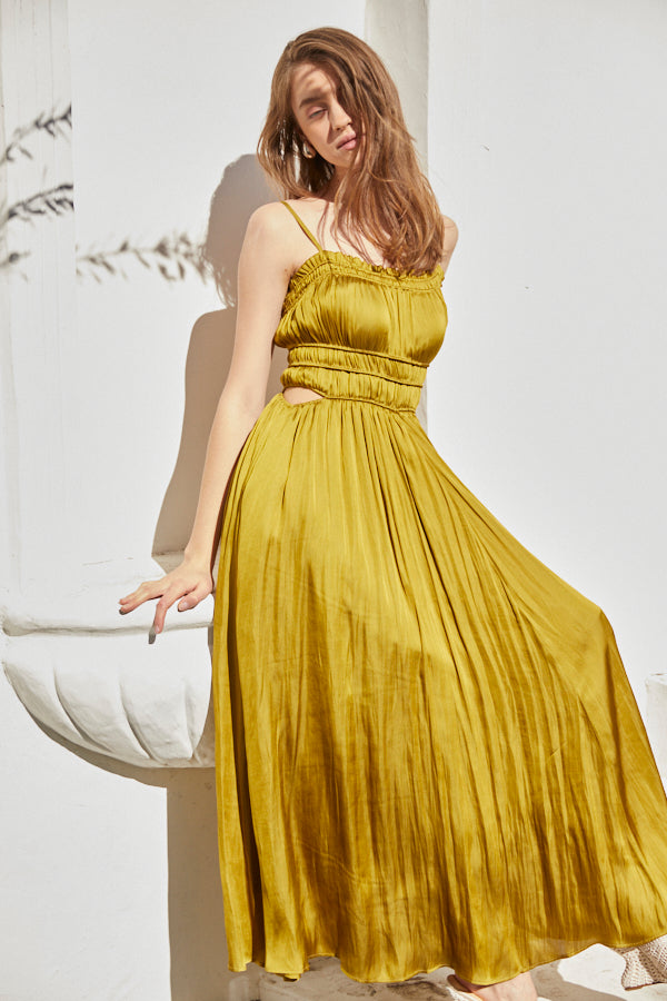 Julia Satin Long Dress <br> -Canola-