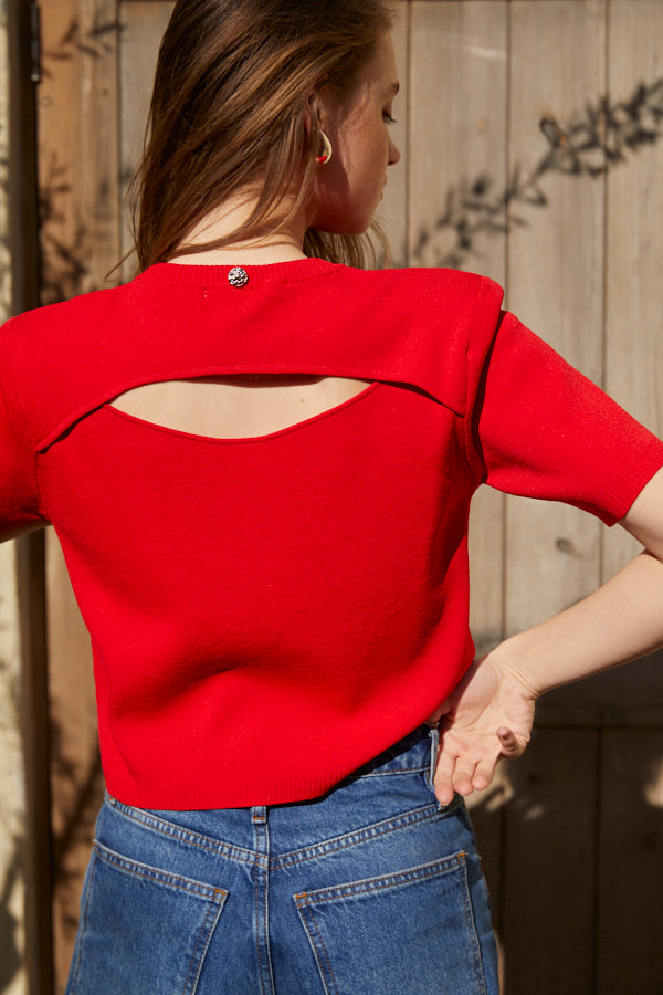 Melanie Open Back Top <br> -RED-