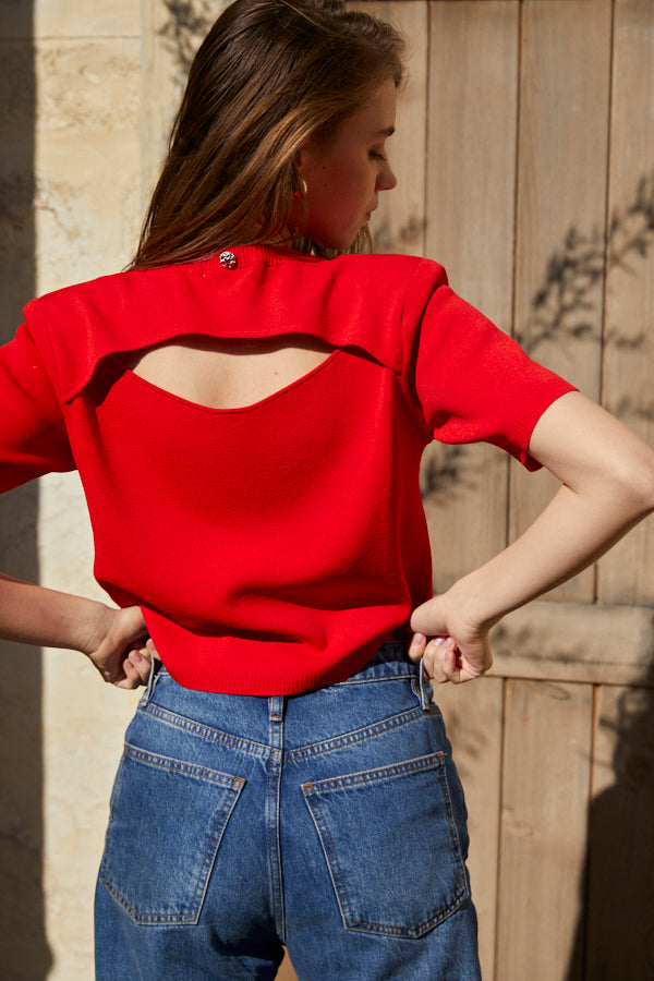 Melanie Open Back Top <br> -RED-