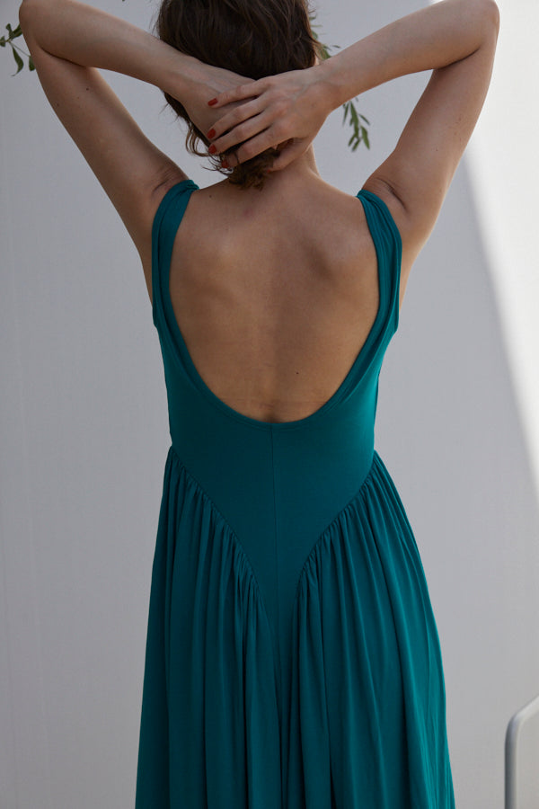 Vera Open Back Dress  <br> -GRN-