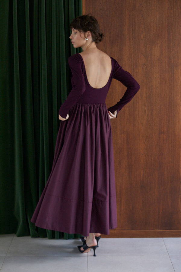 Adeline Open-back Dress  <br> -Deep.Wine-