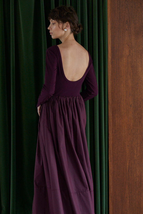 Adeline Open-back Dress  <br> -Deep.Wine-