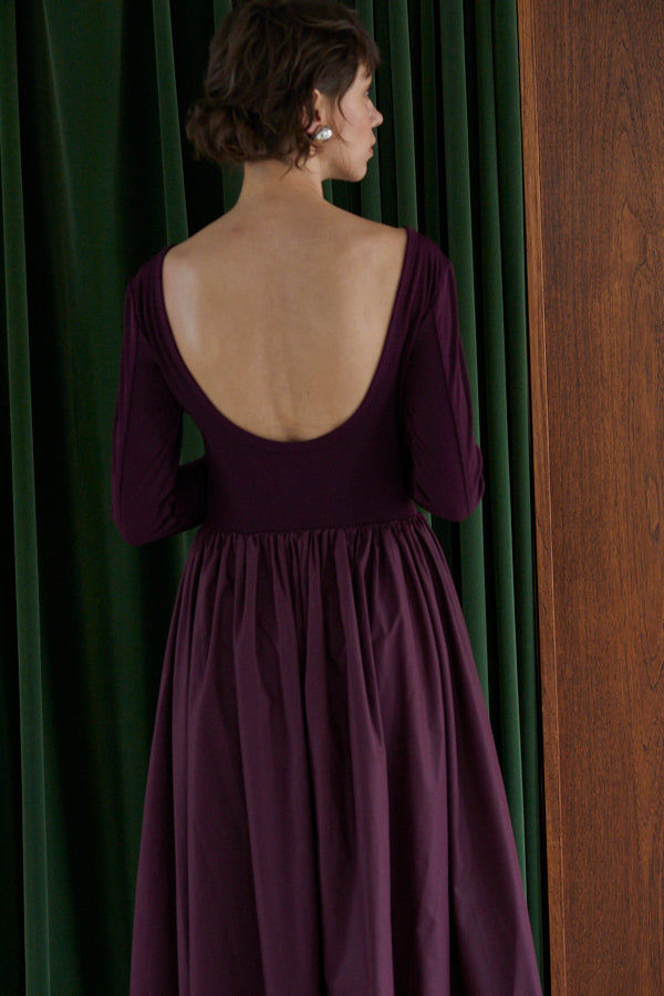 Adeline Open-back Dress  <br> -Deep.Wine-