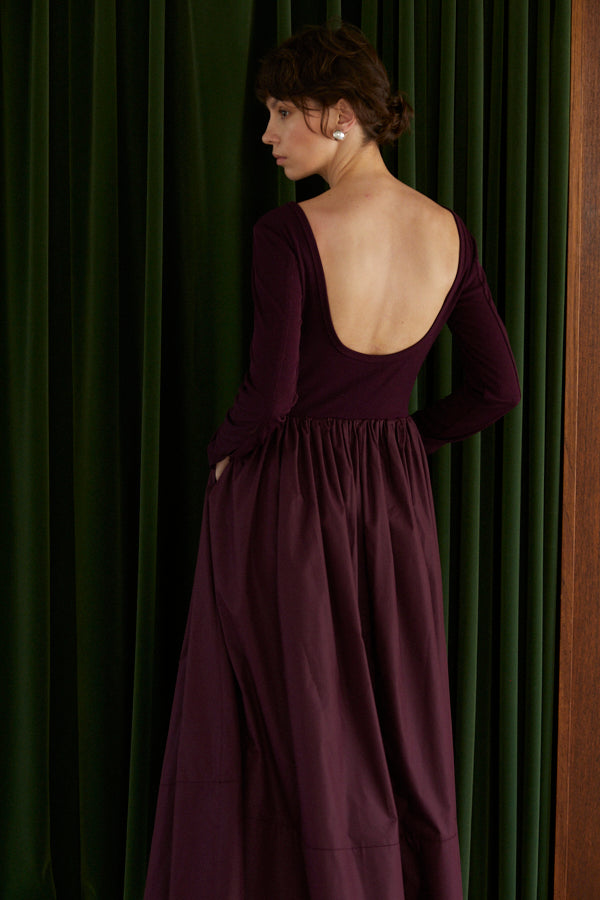 Adeline Open-back Dress  <br> -Deep.Wine-