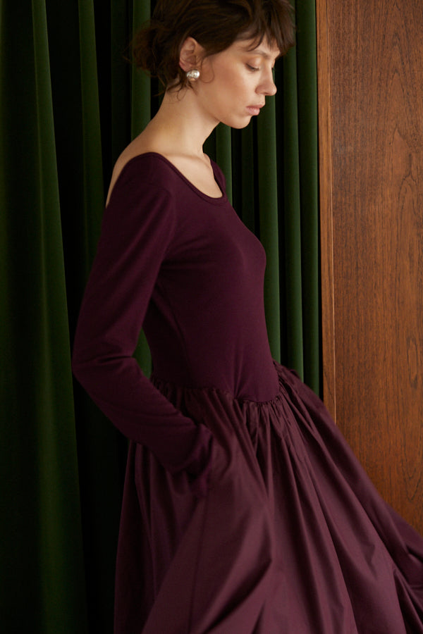 Adeline Open-back Dress  <br> -Deep.Wine-