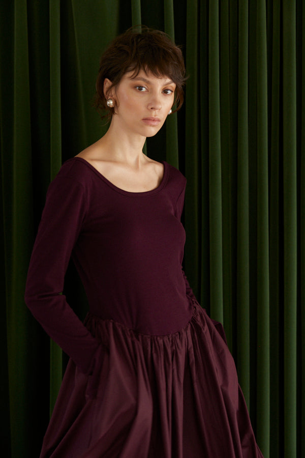 Adeline Open-back Dress  <br> -Deep.Wine-