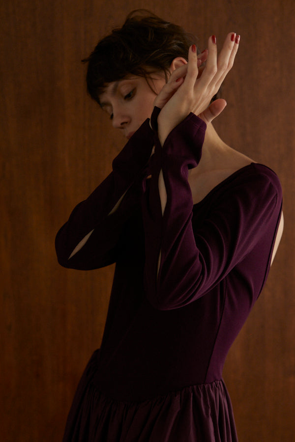 Adeline Open-back Dress  <br> -Deep.Wine-