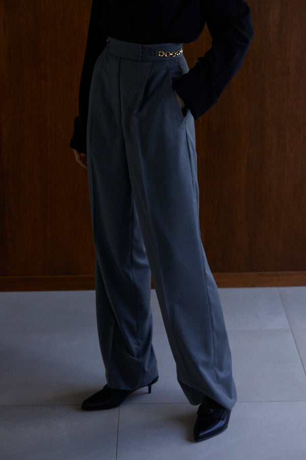 Ciara Semi-wide Pants  <br> -GRY-