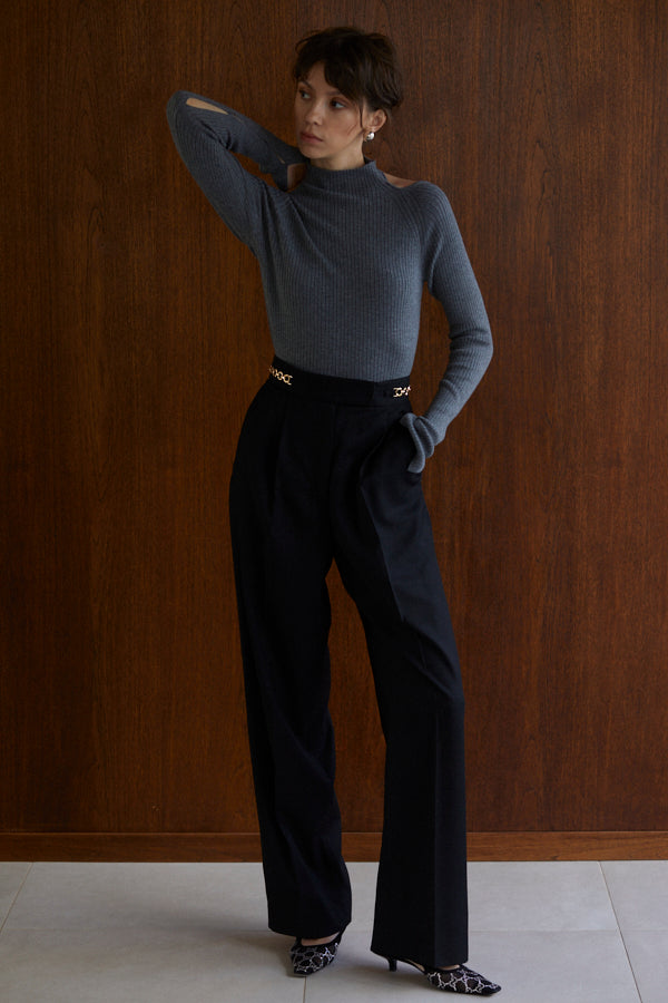 Ciara Semi-wide Pants  <br> -BLK-