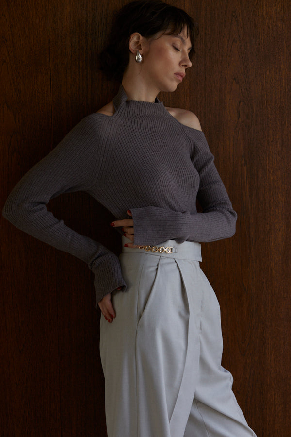 Valentina Knit Top <br> -Ash BRW-