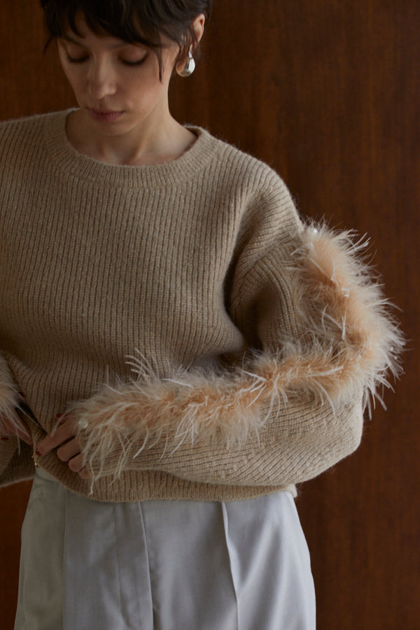 Adona Feather Knit Pullover <br> -BEG-