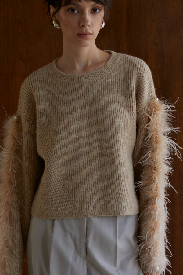 Adona Feather Knit Pullover <br> -BEG-