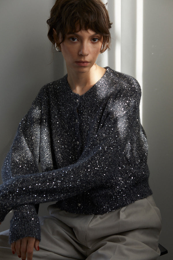 Coco Sequin Cardigan  <br> -Charcoal-