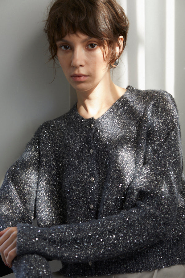 Coco Sequin Cardigan  <br> -Charcoal-