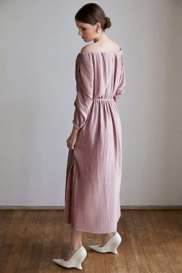 Isabel Pleated Dress <br> -Mauve PNK-