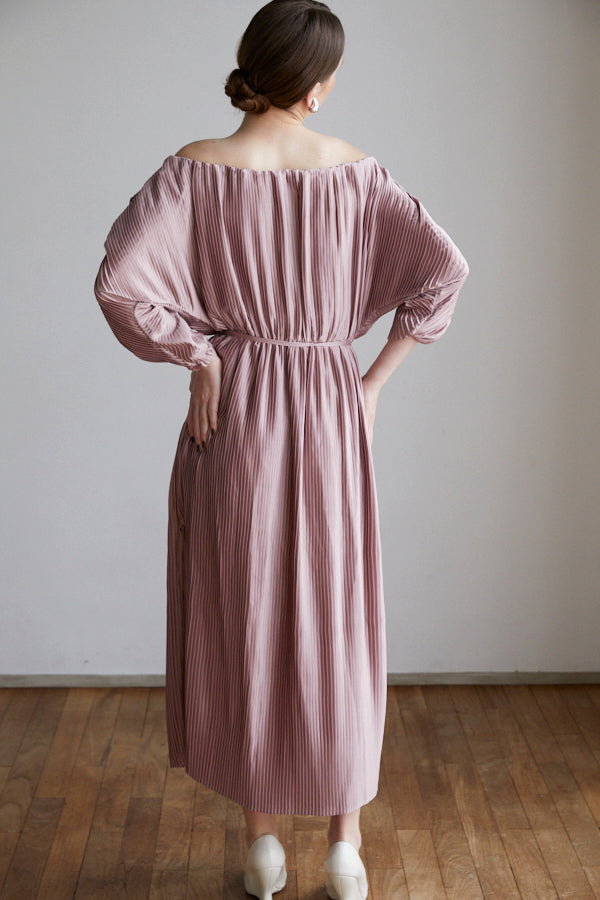 Isabel Pleated Dress <br> -Mauve PNK-