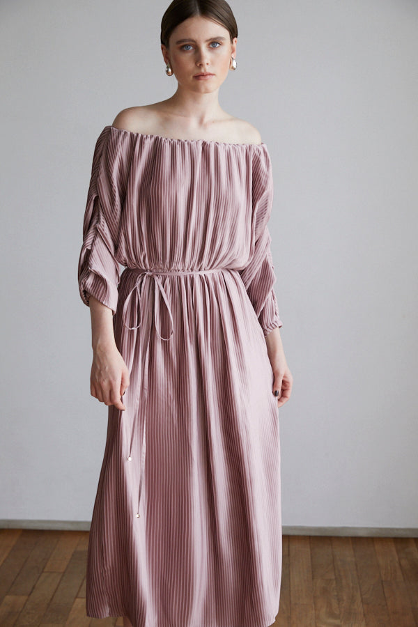 Isabel Pleated Dress <br> -Mauve PNK-