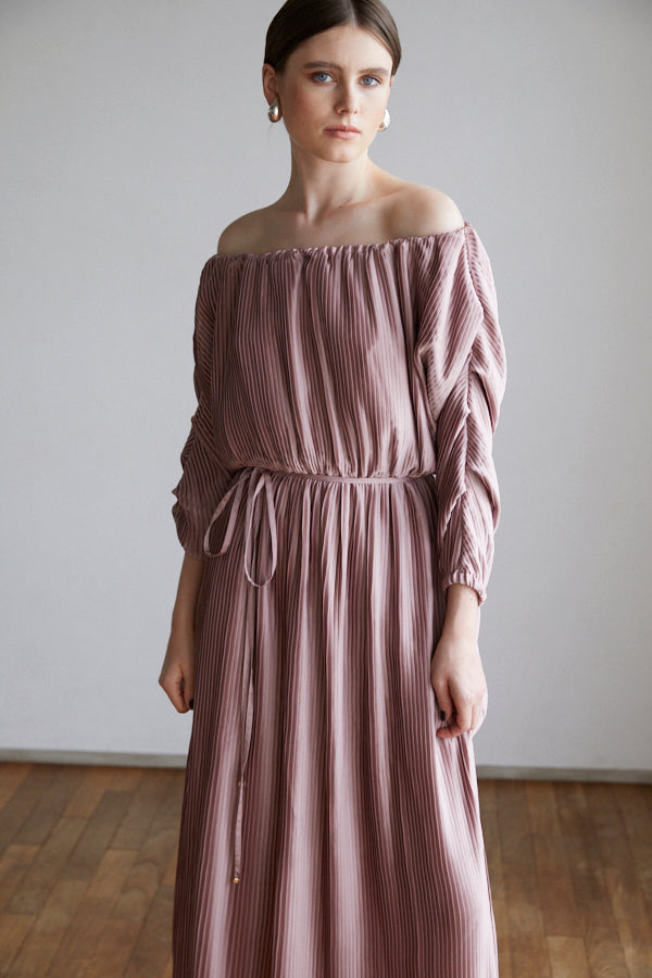 Isabel Pleated Dress <br> -Mauve PNK-