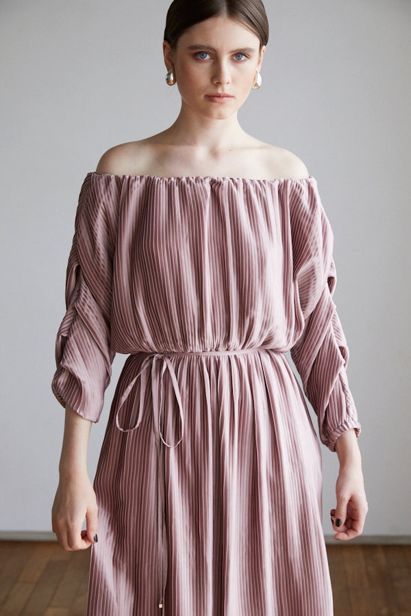 Isabel Pleated Dress <br> -Mauve PNK-