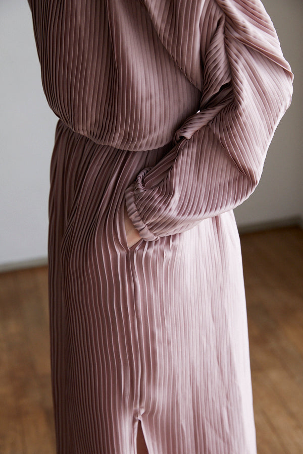 Isabel Pleated Dress <br> -Mauve PNK-