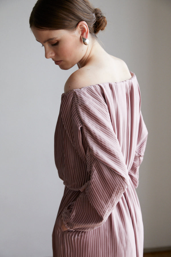 Isabel Pleated Dress <br> -Mauve PNK-