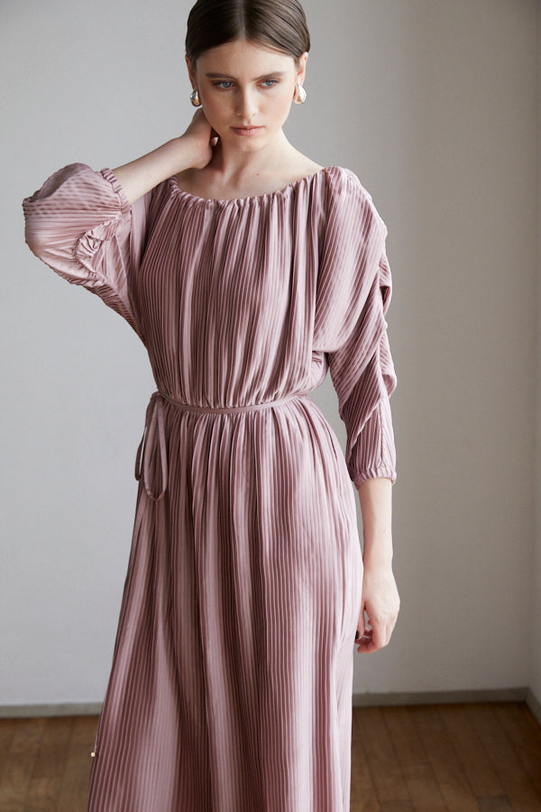 Isabel Pleated Dress <br> -Mauve PNK-