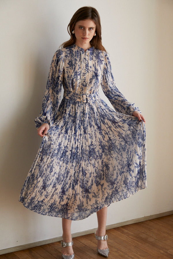 Jane Belted Dress <br> -NVY-