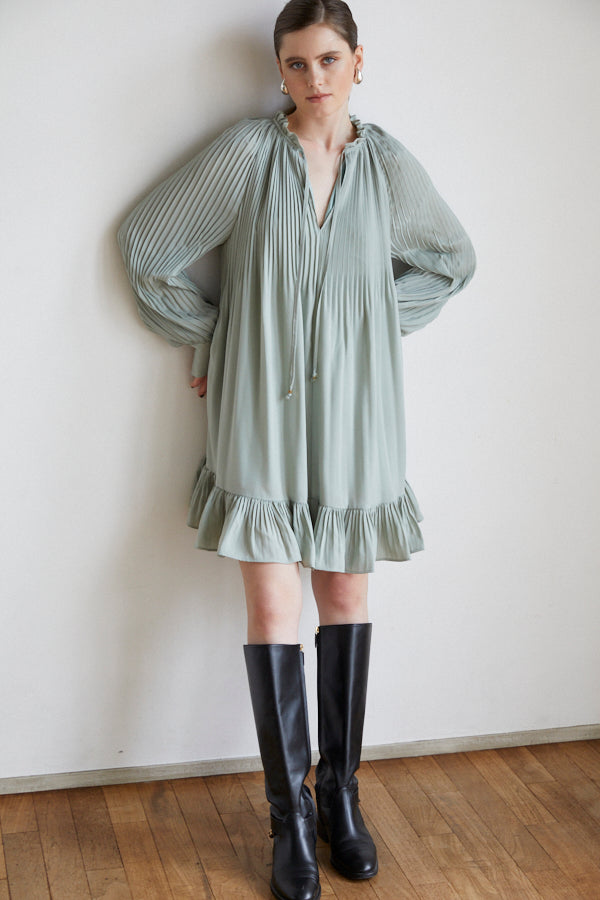 Marion Pleated Dress <br> -Mint-