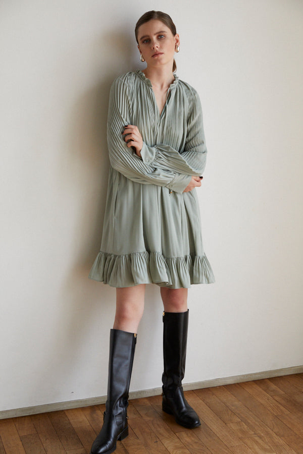 Marion Pleated Dress <br> -Mint-