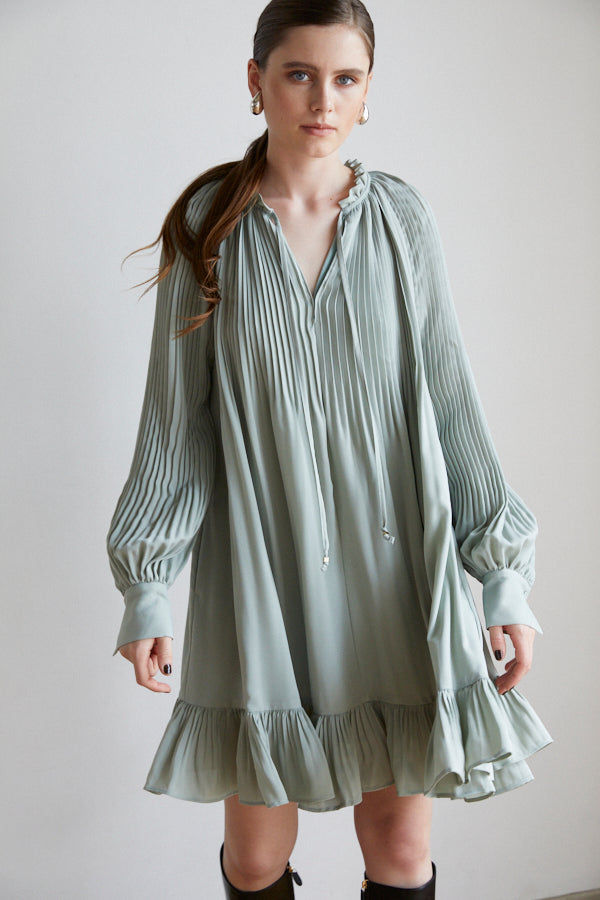 Marion Pleated Dress <br> -Mint-