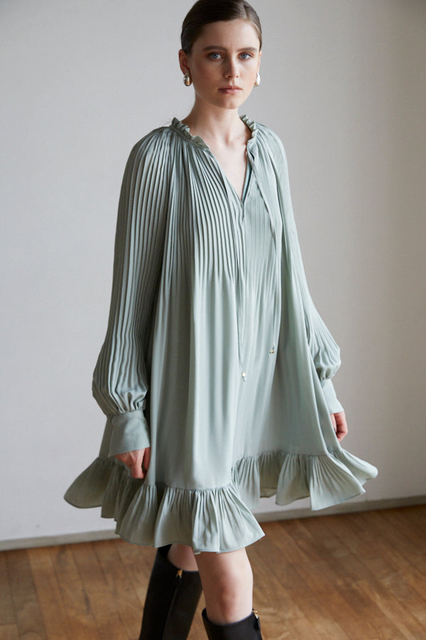 Marion Pleated Dress <br> -Mint-