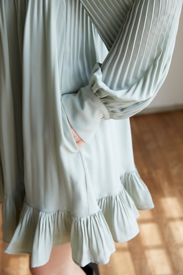 Marion Pleated Dress <br> -Mint-